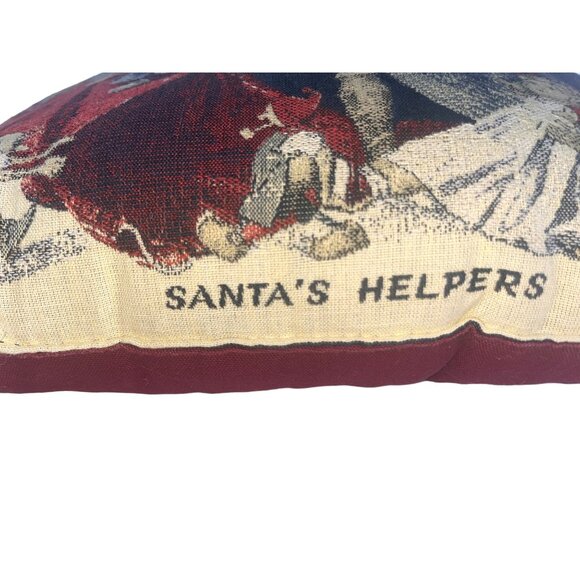 Norman Rockwell Santa's Helpers Decorative Throw Pillow 15" Holiday Christmas - Picture 4 of 6